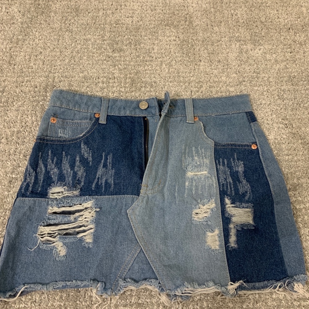 Patchwork Denim Skirt - image 1